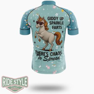 Giddy Up Sparkle Farts Cycling Jersey Kit, Bicycle Clothing - Short Sleeve Cycling Jersey-White