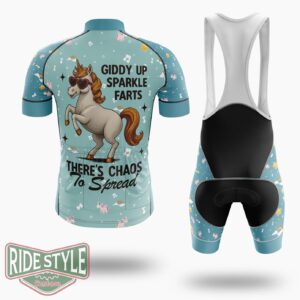 Giddy Up Sparkle Farts Cycling Jersey Kit, Bicycle Clothing - Short Sleeve Cycling Jersey Kit-White