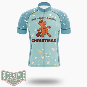 Gingerbread Man Unicorn Christmas Cycling Jersey Kit, Bicycle Clothing - Short Sleeve Cycling Jersey-White