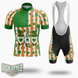 Gnome Cute St.Patrick's Day Cycling Jersey Outfit - Short Sleeve Cycling Jersey Kit-White