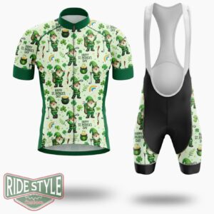 Gnome Funny Happy St.Patrick's Day Cycling Jersey Outfit - Short Sleeve Cycling Jersey Kit-White