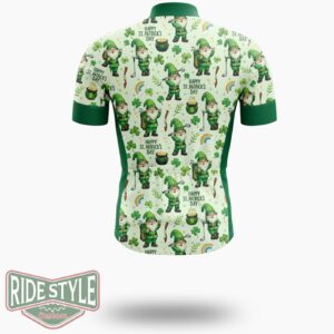 Gnome Funny Happy St.Patrick's Day Cycling Jersey Outfit - Short Sleeve Cycling Jersey-White