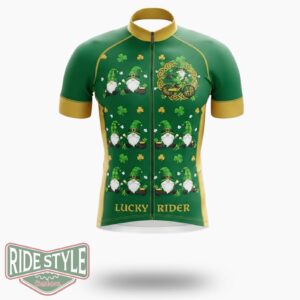 Gnome Pattern Lucky Rider St. Patrick's Day Cycling Jersey Outfit - Short Sleeve Cycling Jersey-White