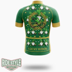 Gnome Pattern Lucky Rider St. Patrick's Day Cycling Jersey Outfit - Short Sleeve Cycling Jersey-White