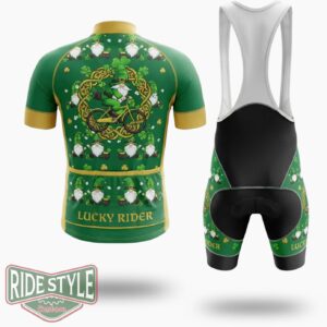 Gnome Pattern Lucky Rider St. Patrick's Day Cycling Jersey Outfit - Short Sleeve Cycling Jersey Kit-White