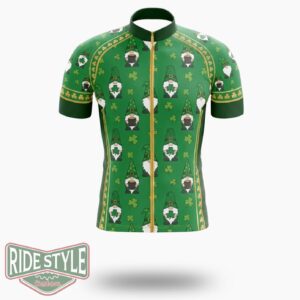 Gnome Pattern St. Patrick's Day Cycling Jersey Outfit - Short Sleeve Cycling Jersey-White