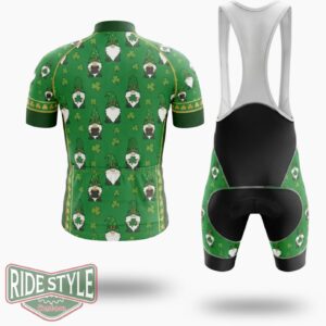 Gnome Pattern St. Patrick's Day Cycling Jersey Outfit - Short Sleeve Cycling Jersey Kit-White