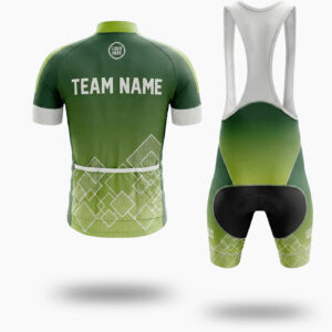 Green Cycling Jersey Custom Team Name, Personalized Name, Team Logo Men's Bike Jersey - Short Sleeve Cycling Jersey Kit-White