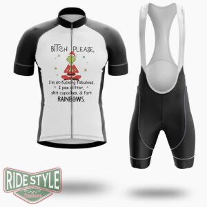 Grinch Bitch Pease Im So Fucking Fabulous Raibown Cycling Jersey Kit - Short Sleeve Cycling Jersey Kit-White