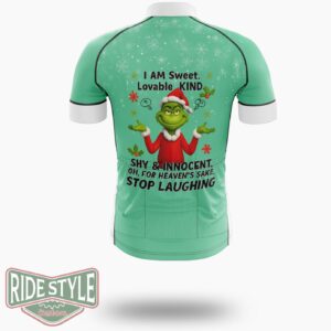 Grrinch I Am Sweet Lovable Kind Shy And Innocent Christmas Cycling Jersey Kit - Short Sleeve Cycling Jersey-White