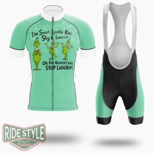 Grrinch I Am Sweet , Stop Lauching Christmas Cycling Jersey Kit - Short Sleeve Cycling Jersey Kit-White