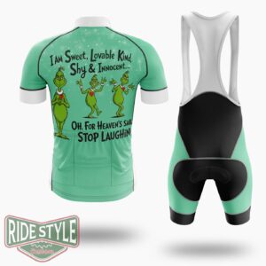 Grrinch I Am Sweet , Stop Lauching Christmas Cycling Jersey Kit - Short Sleeve Cycling Jersey Kit-White