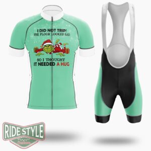 Grrinch I Did Not Trip The Floor Looked Sad Christmas Cycling Jersey Kit - Short Sleeve Cycling Jersey Kit-White