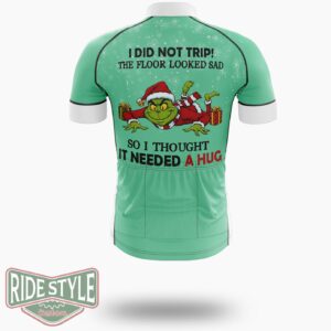 Grrinch I Did Not Trip The Floor Looked Sad Christmas Cycling Jersey Kit - Short Sleeve Cycling Jersey-White
