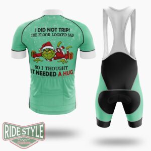Grrinch I Did Not Trip The Floor Looked Sad Christmas Cycling Jersey Kit - Short Sleeve Cycling Jersey Kit-White