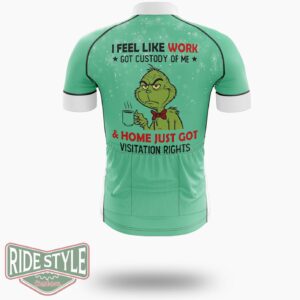 Grrinch I Feel Like Work Grinch Christmas Cycling Jersey Kit - Short Sleeve Cycling Jersey-White