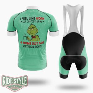 Grrinch I Feel Like Work Grinch Christmas Cycling Jersey Kit - Short Sleeve Cycling Jersey Kit-White