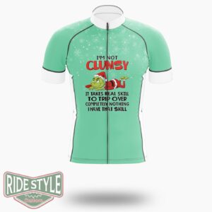 Grrinch I'm Not Clumsy Christmas Cycling Jersey Kit - Short Sleeve Cycling Jersey-White