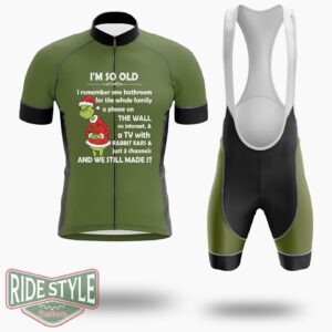 Grinch, I'm So Old, I Rememberr One Bathroom Forr The Whole Family Cycling Jersey Kit - Short Sleeve Cycling Jersey Kit-White