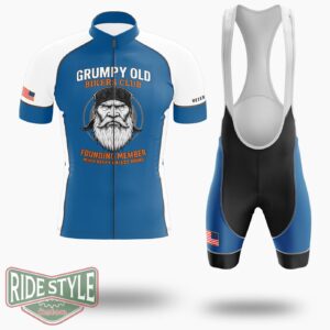 Grumpy Old Bikers Club Founding Member Never Happy Unless Riding Motorcycle Cycling Jersey - Short Sleeve Cycling Jersey Kit-White