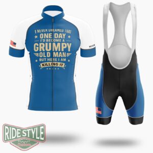 Grumpy Old Man Cycling Jersey - Short Sleeve Cycling Jersey Kit-White