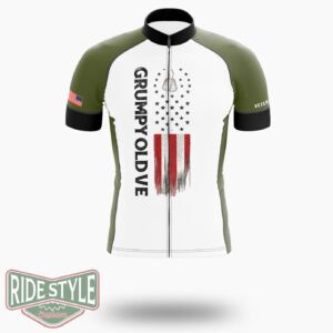Grumpy Old Vet I Do What I Want, Patriotic S With American Flag Cycling Jersey - Short Sleeve Cycling Jersey-White