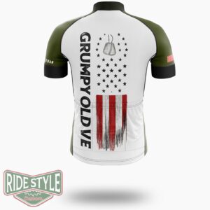 Grumpy Old Vet I Do What I Want, Patriotic S With American Flag Cycling Jersey - Short Sleeve Cycling Jersey-White