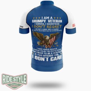 Grumpy Old Veteran I Served, I Sacrificed Cycling Jersey - Short Sleeve Cycling Jersey-White