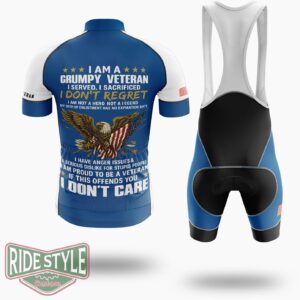 Grumpy Old Veteran I Served, I Sacrificed Cycling Jersey - Short Sleeve Cycling Jersey Kit-White