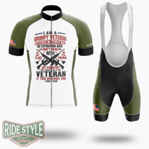 Grumpy Veteran Cycling Jersey - Short Sleeve Cycling Jersey Kit-White