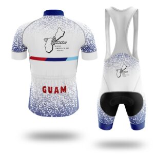 Guam Short Sleeve Cycling Jersey, Guam Map State Cycling Jersey And Bib Short - Short Sleeve Cycling Jersey Kit-White