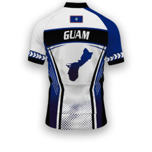 Guam States Cycling Jersey, Maps Haftone Vintage Pattern Men Women Jersey Full Kit - Short Sleeve Cycling Jersey-White