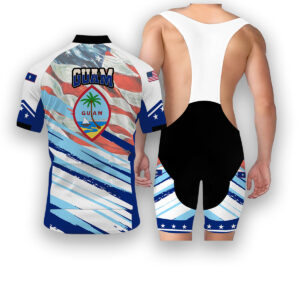 Guam States Cycling Jersey, USA Flag Men Women Jersey Full Kit - Short Sleeve Cycling Jersey Kit-White