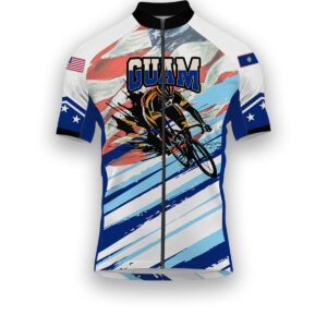 Guam States Cycling Jersey, USA Flag Men Women Jersey Full Kit - Short Sleeve Cycling Jersey-White