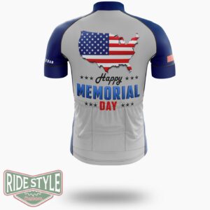 Happy Memorial Day, Usa Flag, Veterans Day Cycling Jersey Kit - Short Sleeve Cycling Jersey-White