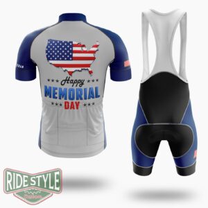 Happy Memorial Day, Usa Flag, Veterans Day Cycling Jersey Kit - Short Sleeve Cycling Jersey Kit-White