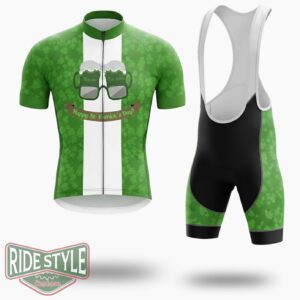 Happy St Patrick's Day Beer, Miss Me, I'm Irish Cycling Jersey Outfit - Short Sleeve Cycling Jersey Kit-White