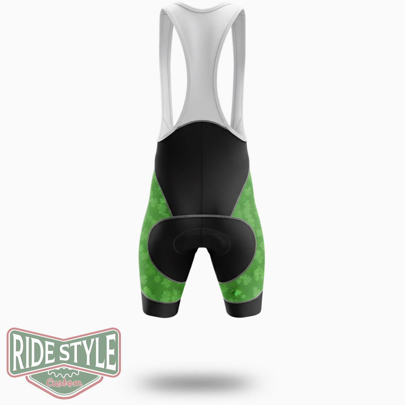 Happy St Patrick's Day Beer, Miss Me, I'm Irish Cycling Jersey Outfit - Bib Shorts-White