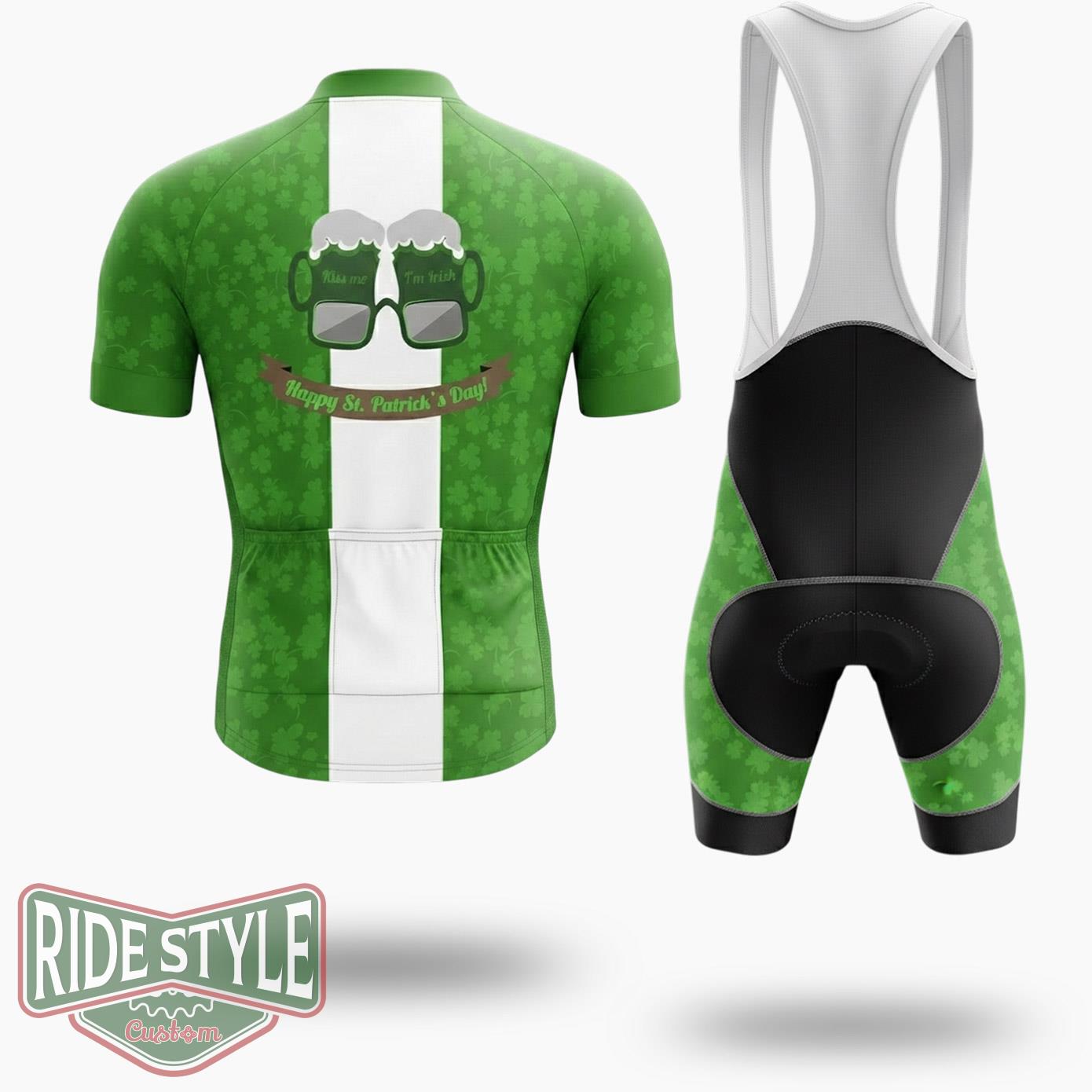 Happy St Patrick's Day Beer, Miss Me, I'm Irish Cycling Jersey Outfit - Short Sleeve Cycling Jersey Kit-White