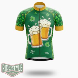 Happy St Patrick's Day Cheers Cycling Jersey Outfit - Short Sleeve Cycling Jersey-White