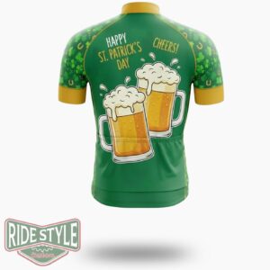 Happy St Patrick's Day Cheers Cycling Jersey Outfit - Short Sleeve Cycling Jersey-White