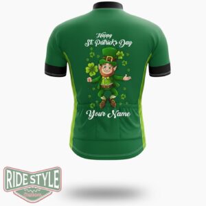 Happy St Patrick's Day Custom Name Cycling Jersey Outfit - Short Sleeve Cycling Jersey-White