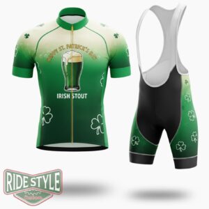 Happy St Patrick's Day, Irish Stout Cycling Jersey Outfit - Short Sleeve Cycling Jersey Kit-White