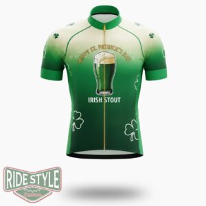Happy St Patrick's Day, Irish Stout Cycling Jersey Outfit - Short Sleeve Cycling Jersey-White