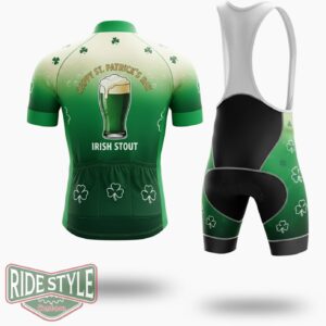 Happy St Patrick's Day, Irish Stout Cycling Jersey Outfit - Short Sleeve Cycling Jersey Kit-White
