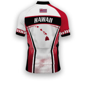 Hawaii States Cycling Jersey, Maps Haftone Vintage Pattern Men Women Jersey Full Kit - Short Sleeve Cycling Jersey-White