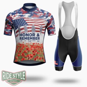 Honor And Remember Memorial Day Cycling Jersey Kit - Short Sleeve Cycling Jersey Kit-White
