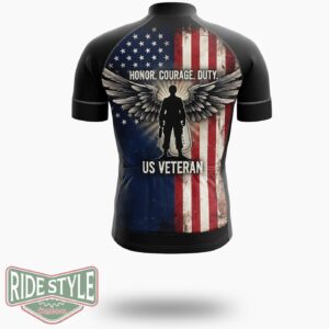 Honor Courage Duty Us Veteran Cycling Jersey Kit - Short Sleeve Cycling Jersey-White