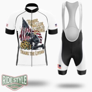 Honor The Fallen Patriotic Veterans Day Memorial Usa Cycling Jersey Kit - Short Sleeve Cycling Jersey Kit-White