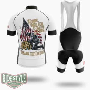 Honor The Fallen Patriotic Veterans Day Memorial Usa Cycling Jersey Kit - Short Sleeve Cycling Jersey Kit-White